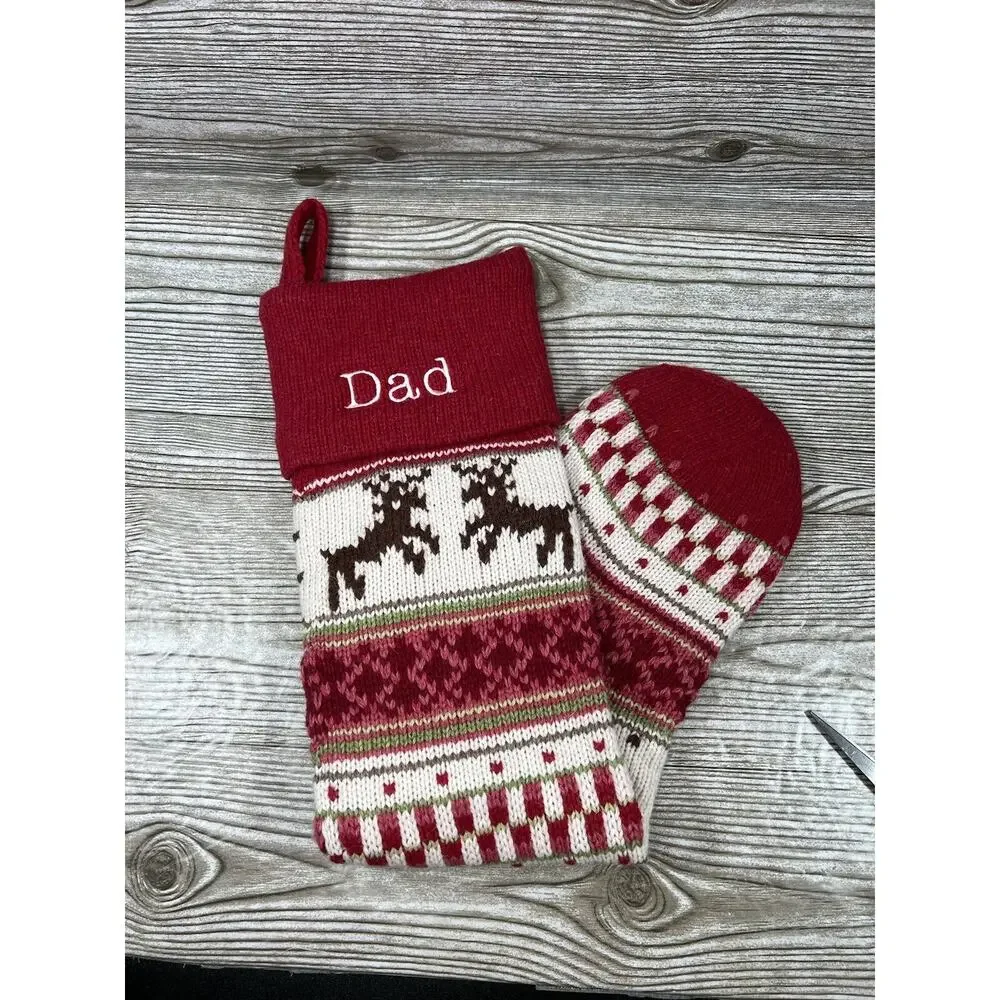 Pottery Barn Kids Classic Fair Isle Knit Holiday CHRISTMAS Reindeer Stocking Dad